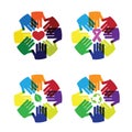 Hands circle love and care colorful