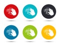 Hands clap icon flat round button set illustration design