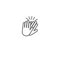 Hands clapping, applauding or ovation applause gesture making noise line art icon for apps and websites EPS 10 Royalty Free Stock Photo