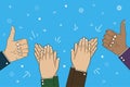 Hands clapping, applause and thumb up gesture - bravo. Congratulations concept illustration. Vector. Royalty Free Stock Photo
