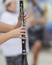 Hands of a clarinet player during a marching band rehearsal Royalty Free Stock Photo