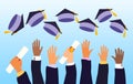 Hands of a class of graduates on graduation day Royalty Free Stock Photo