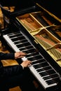 Hands of classical pianist playing his piano during a concert Royalty Free Stock Photo