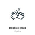 Hands cleanin outline vector icon. Thin line black hands cleanin icon, flat vector simple element illustration from editable Royalty Free Stock Photo