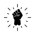 Black raised fist protest symbol icons. Hands clenched power symbol. Black lives important protest. Vector illustration