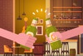 Hands Clinking Beer People In Pub Or Bar Restaurant Cheering Party Celebration Festival Concept Royalty Free Stock Photo