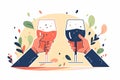 hands clinking wine glasses. Celebration toast. Generative ai Royalty Free Stock Photo