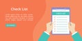 Hands with clipboard check list landing page