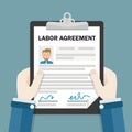 Hands Clipboard Labor Agreement