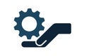 Hands with cog wheel or gear icon Royalty Free Stock Photo