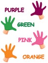 Hands colours with letters Royalty Free Stock Photo