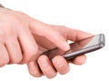 Hands with communicator Royalty Free Stock Photo