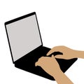 Hands on computer keyboard vector illustration flat style profile Royalty Free Stock Photo