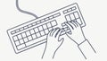 Hands on Computer Keyboard: Work & Digital Productivity, vector design Generative AI Royalty Free Stock Photo