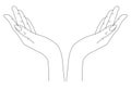 Hands. The concept of the vector of raised hands.