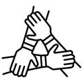 Hands cooperation icon illustration