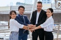 Hands coordination,Business join hands success for dealing,Team work to achieve goals Royalty Free Stock Photo