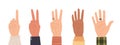 Hands counting. Count on fingers showing number one, two, three, four and five. Hand icons countdown gesture in trendy Royalty Free Stock Photo