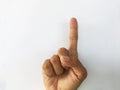 hands counting number 1 or raised index finger on white background Royalty Free Stock Photo