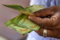 Hands counting srilankan rupies Royalty Free Stock Photo