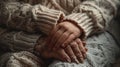The Hands in Cozy Sweaters.AI generated image Royalty Free Stock Photo