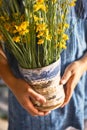 Hands of craftsperson holding ceramic Royalty Free Stock Photo