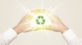 Hands creating a form with recycling sign Royalty Free Stock Photo