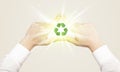 Hands creating a form with recycling sign Royalty Free Stock Photo