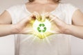 Hands creating a form with recycling sign Royalty Free Stock Photo