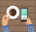 Hands with Cup Of Coffee and Phone