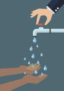 Hands cup falling water out of the tap Royalty Free Stock Photo