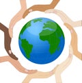 Hands of different color of skin circumplanetary earth Royalty Free Stock Photo