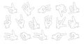 Hands in different poses. Various gestures of human hands. Female or male hands holding gesture opening