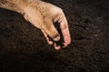 Hands dirty with clay , soil background Royalty Free Stock Photo