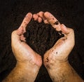 Hands dirty with clay , soil background Royalty Free Stock Photo