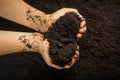 Hands dirty with clay , soil background Royalty Free Stock Photo