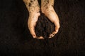 Hands dirty with clay , soil background Royalty Free Stock Photo