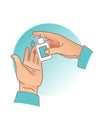 Hands disinfection, using sanitizer to kill bacterias and viruses. Antibacterial means, sanitizer. infection prevention,