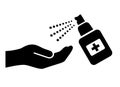 Hands disinfection vector icon
