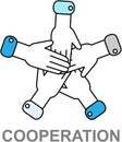 Hands of diverse group of people putting together. Concept of cooperation, unity, togetherness Royalty Free Stock Photo