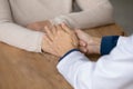 Hands of doctor in white coat, nurse, medic worker