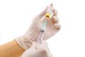 Hands of the doctors filling a vaccine syringe Royalty Free Stock Photo