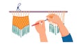 Hands Doing Macrame Craft - Textile Art, DIY Decor, Bohemian vector design Generative AI Royalty Free Stock Photo