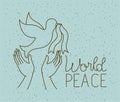 Hands with dove world peace