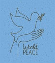 Hands with dove world peace