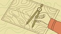 Hands with drafting compass on a map, symbolizing navigation and planning, vector design Generative AI Royalty Free Stock Photo