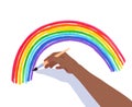 Hands drawing rainbow arc Royalty Free Stock Photo