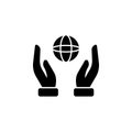 Hands, earth, planet icon. Element of ecology isolated icon. Premium quality graphic design icon. Signs and symbols collection Royalty Free Stock Photo