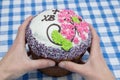 Hands Easter cake Royalty Free Stock Photo