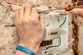 Close-Up Of Electrician Work Royalty Free Stock Photo